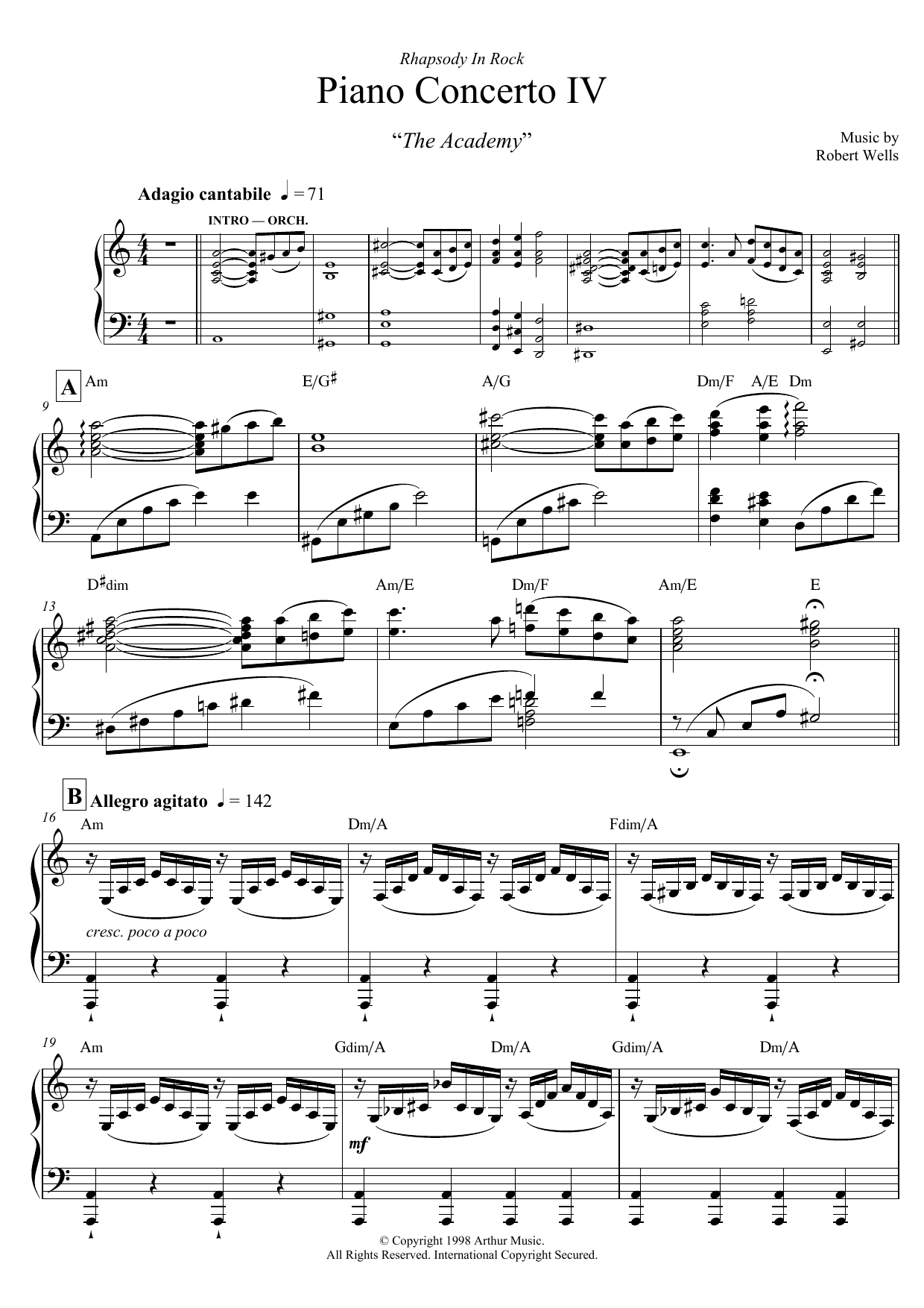 Learn to play Robert Wells Piano Concerto: IV. The Academy sheet music for Piano Solo in minutes. Robert Wells Piano Concerto: IV. The Academy sheet music notes and chords