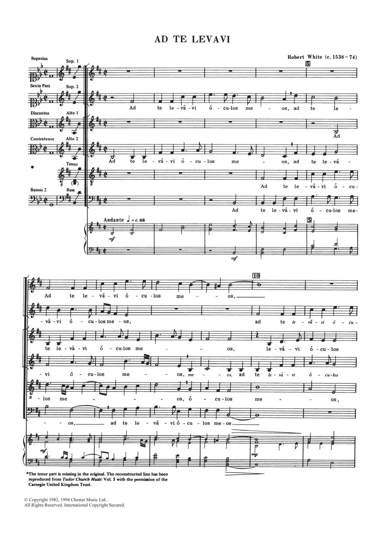 Learn to play Robert White Ad Te Levavi sheet music for SATB Choir in minutes. Price: 3.9900$ Robert White Ad Te Levavi sheet music notes and chords arranged for SATB Choir