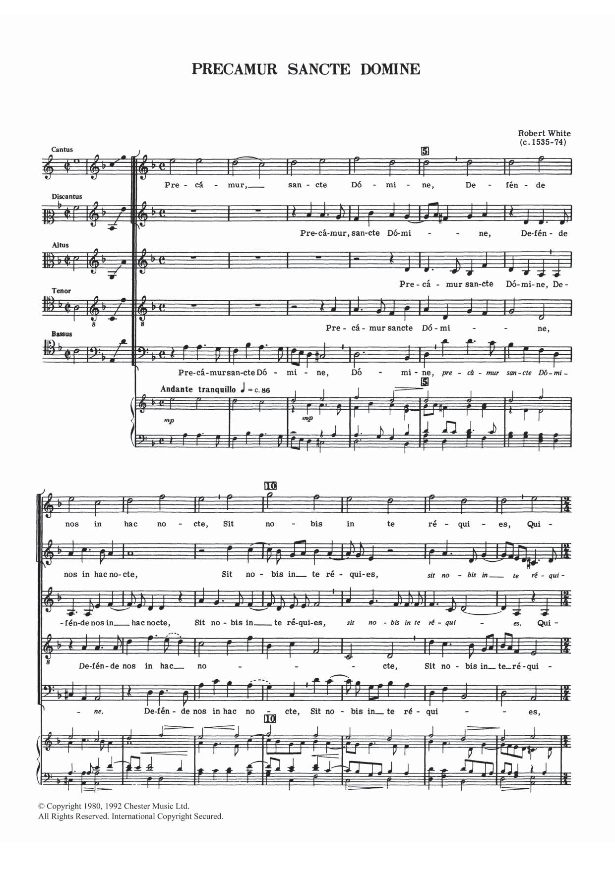 Robert White Precamur Sancte Domine sheet music notes and chords. Download Printable PDF.