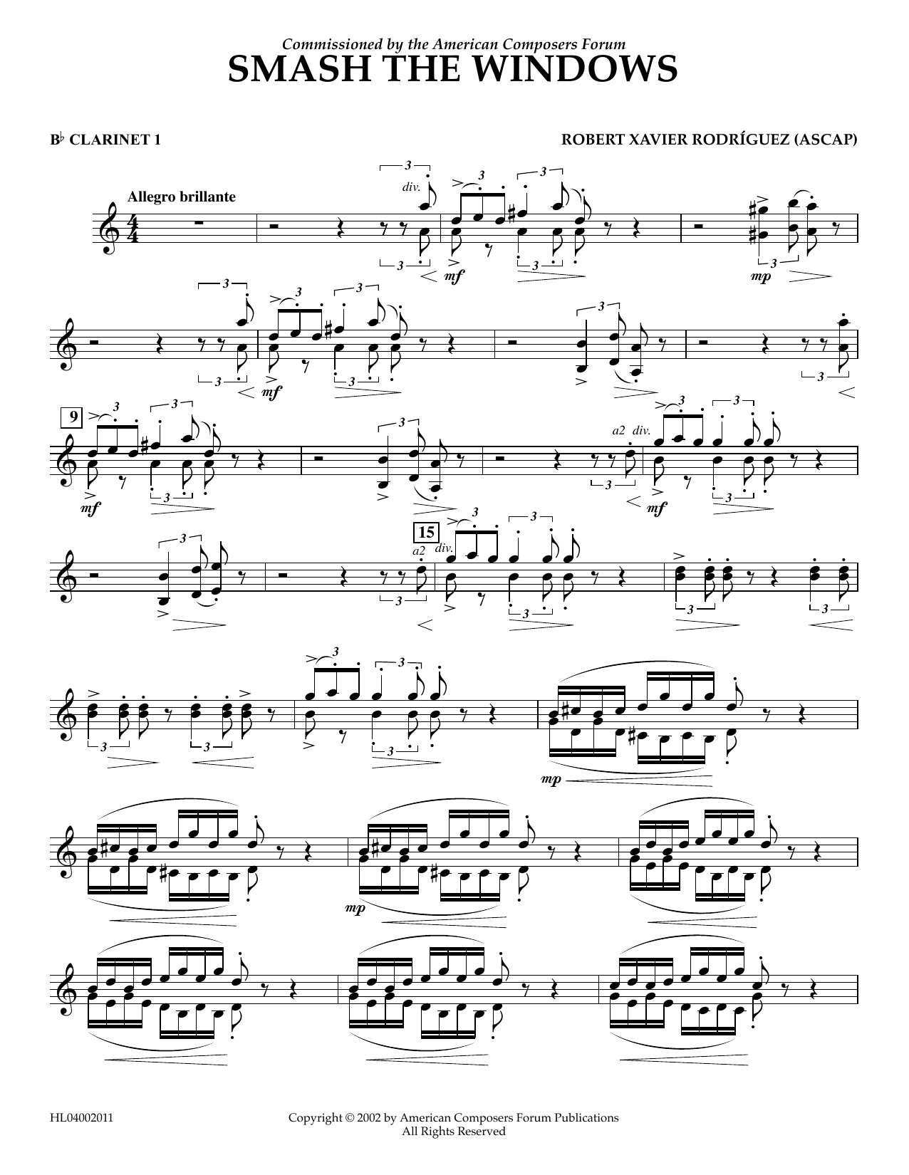 Learn to play Robert Xavier Rodríguez Smash the Windows - Bb Clarinet 1 sheet music for Concert Band in minutes. Price: 5.9900$ Robert Xavier Rodríguez Smash the Windows - Bb Clarinet 1 sheet music notes and chords arranged for Concert Band