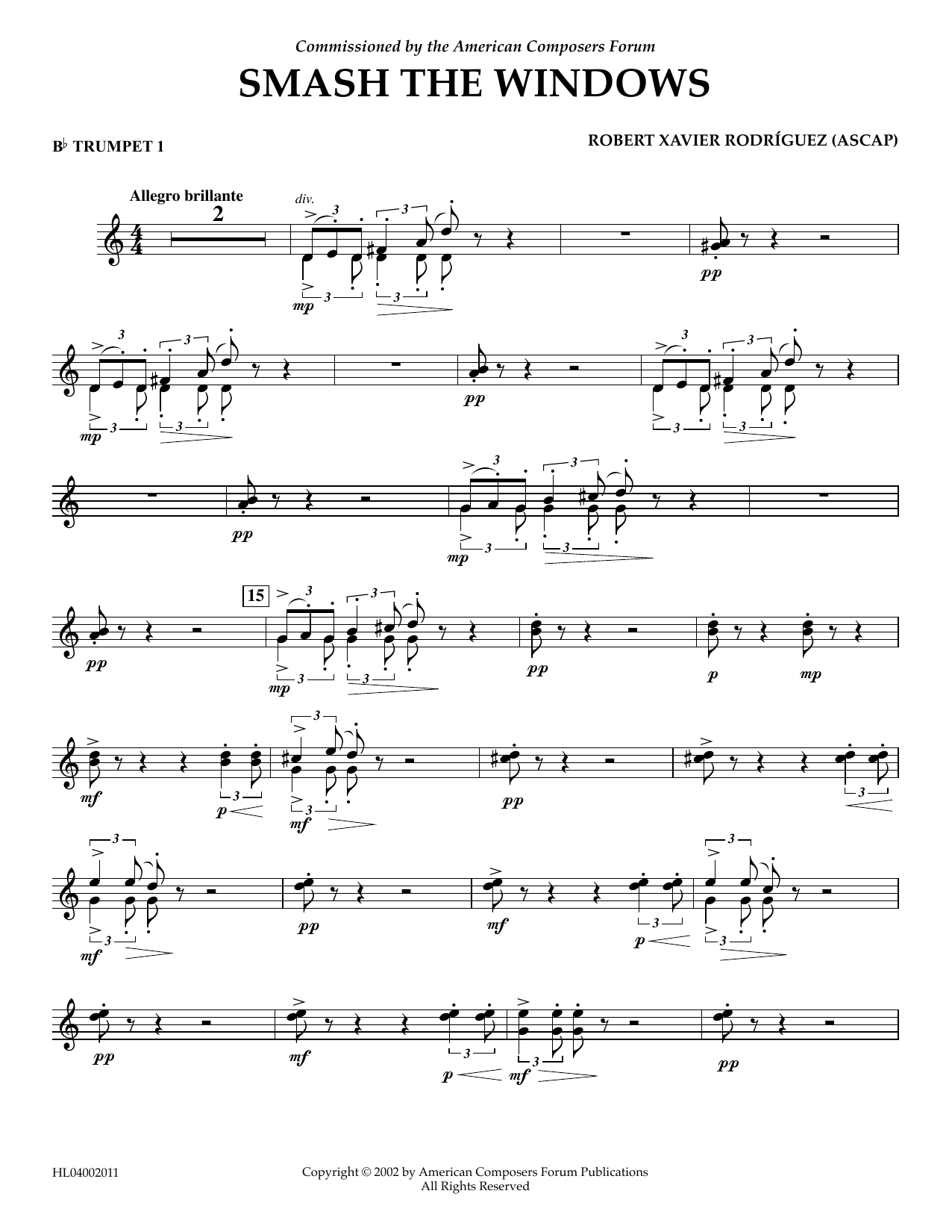 Learn to play Robert Xavier Rodríguez Smash the Windows - Bb Trumpet 1 sheet music for Concert Band in minutes. Price: 5.9900$ Robert Xavier Rodríguez Smash the Windows - Bb Trumpet 1 sheet music notes and chords arranged for Concert Band