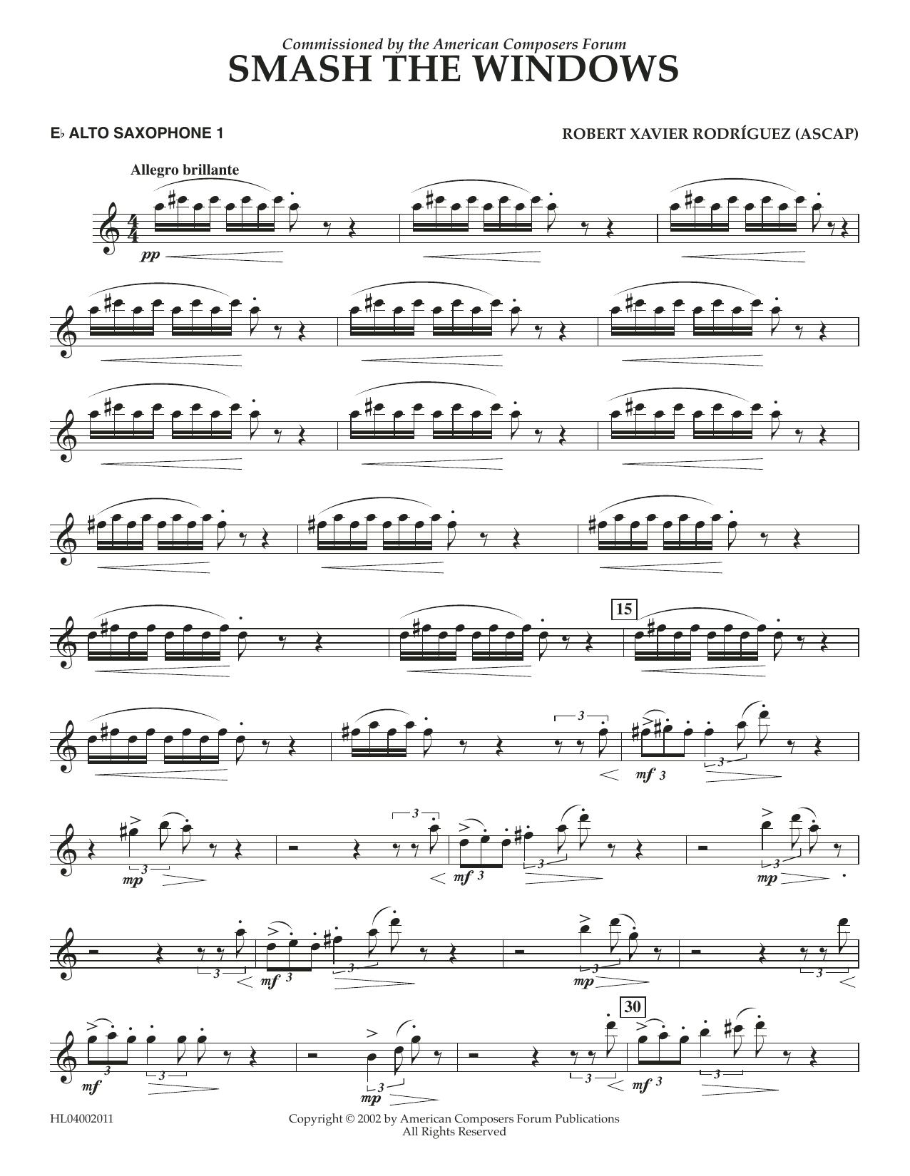 Learn to play Robert Xavier Rodríguez Smash the Windows - Eb Alto Sax 1 sheet music for Concert Band in minutes. Price: 5.9900$ Robert Xavier Rodríguez Smash the Windows - Eb Alto Sax 1 sheet music notes and chords arranged for Concert Band