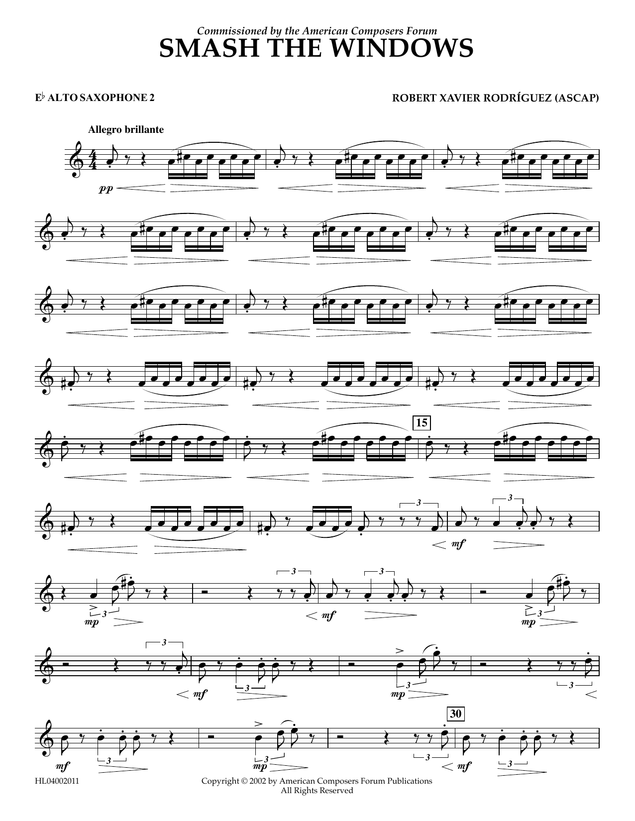 Learn to play Robert Xavier Rodríguez Smash the Windows - Eb Alto Sax 2 sheet music for Concert Band in minutes. Price: 5.9900$ Robert Xavier Rodríguez Smash the Windows - Eb Alto Sax 2 sheet music notes and chords arranged for Concert Band