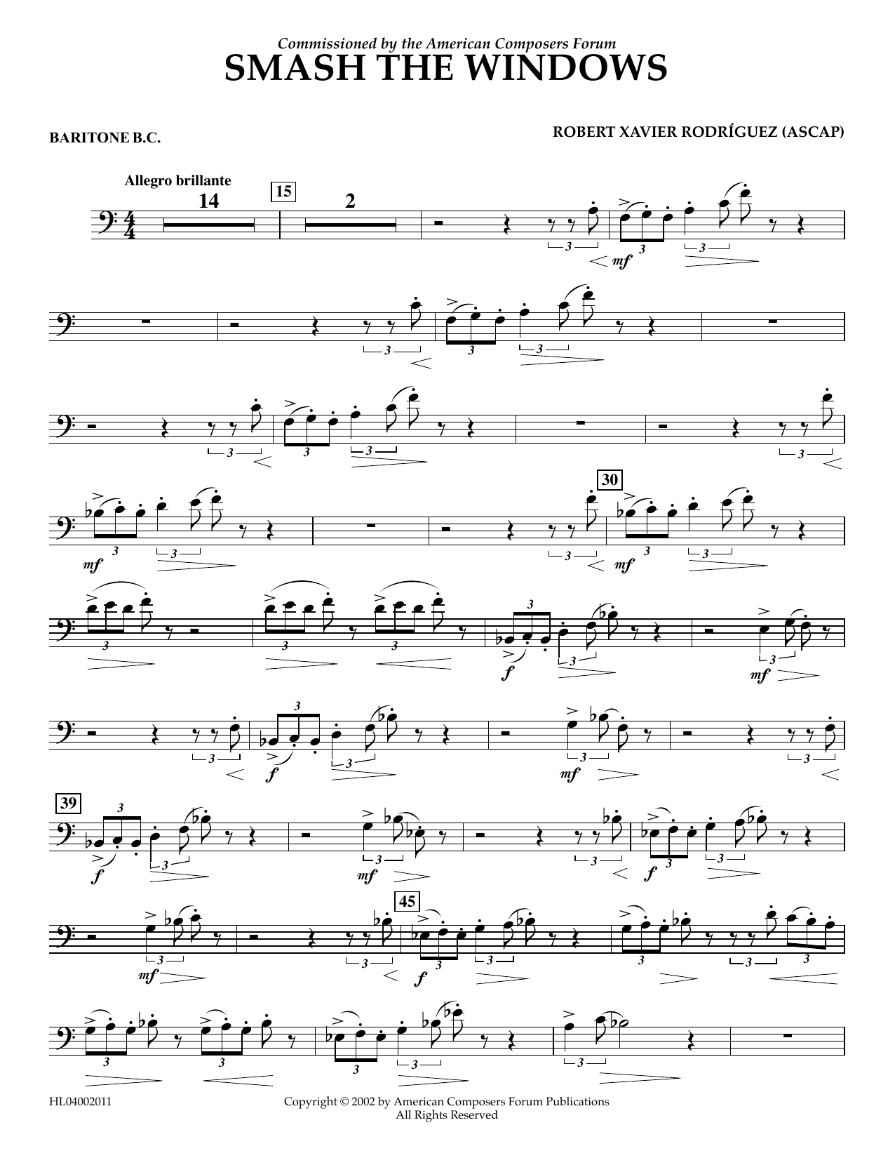 Learn to play Robert Xavier Rodríguez Smash the Windows - Euphonium in Bass Clef sheet music for Concert Band in minutes. Price: 5.9900$ Robert Xavier Rodríguez Smash the Windows - Euphonium in Bass Clef sheet music notes and chords arranged for Concert Band