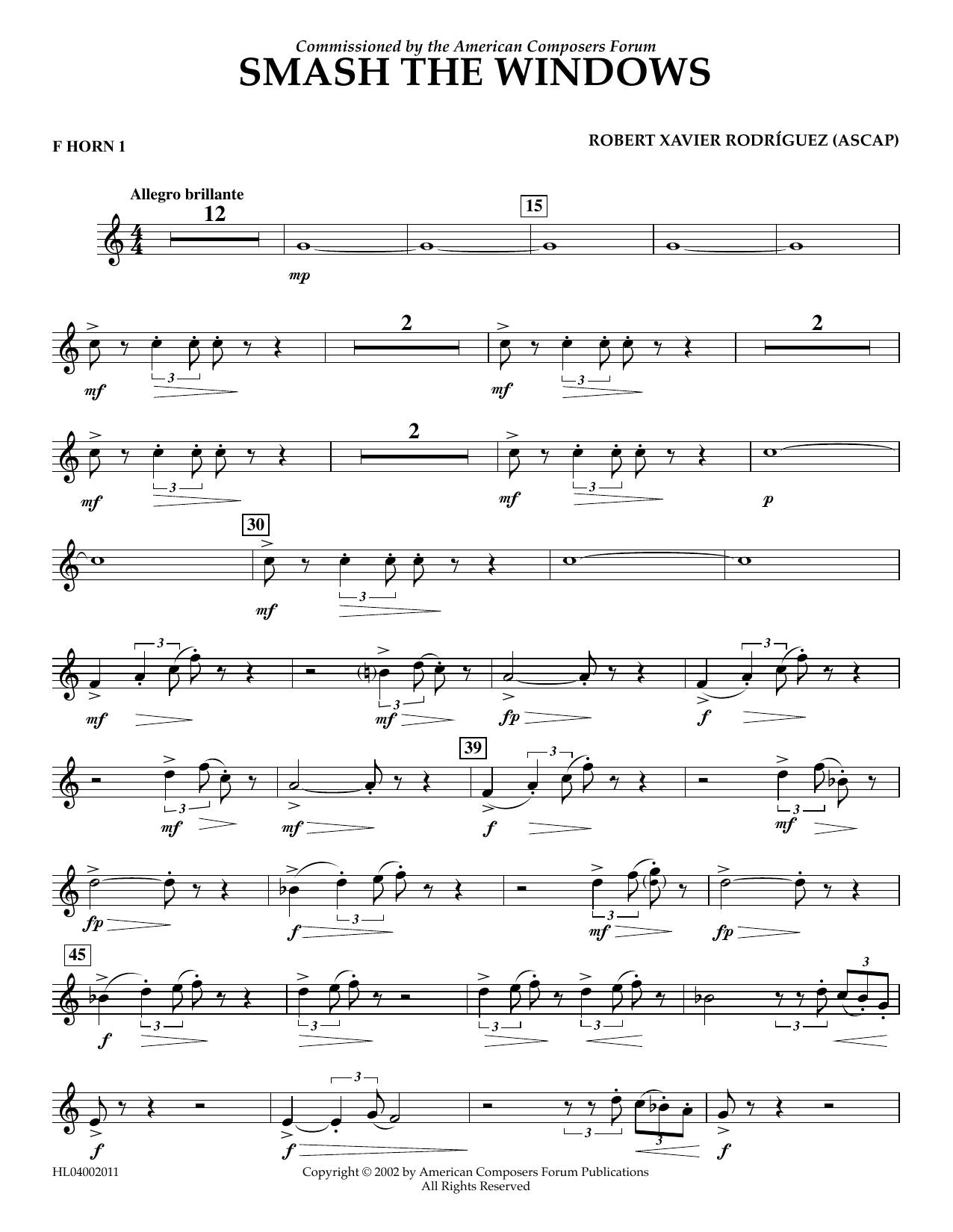 Learn to play Robert Xavier Rodríguez Smash the Windows - F Horn 1 sheet music for Concert Band in minutes. Price: 5.9900$ Robert Xavier Rodríguez Smash the Windows - F Horn 1 sheet music notes and chords arranged for Concert Band