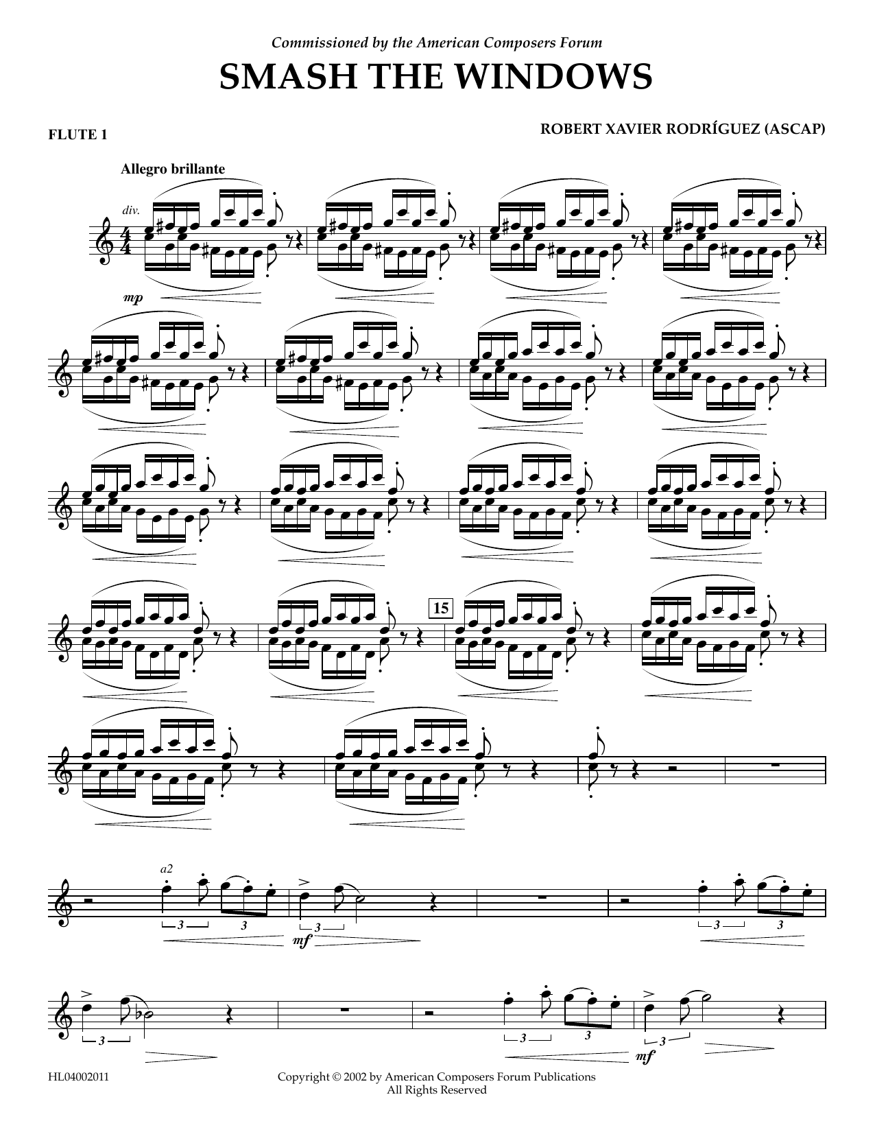 Learn to play Robert Xavier Rodríguez Smash the Windows - Flute 1 sheet music for Concert Band in minutes. Price: 5.9900$ Robert Xavier Rodríguez Smash the Windows - Flute 1 sheet music notes and chords arranged for Concert Band