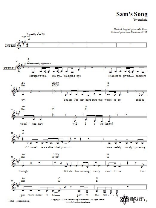 Robin Joseph Sam's Song sheet music notes and chords. Download Printable PDF.