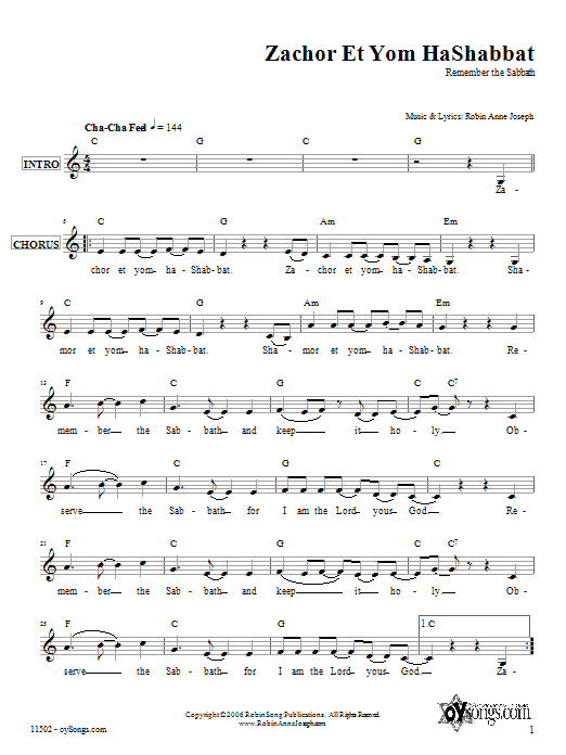 Learn to play Robin Joseph Zachor et Yom HaShabbat sheet music for Lead Sheet / Fake Book in minutes. Price: 5.9900$ Robin Joseph Zachor et Yom HaShabbat sheet music notes and chords arranged for Lead Sheet / Fake Book
