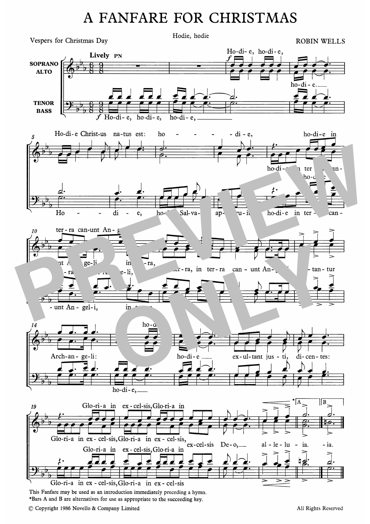 Learn to play Robin Wells A Fanfare For Christmas sheet music for SATB Choir in minutes. Price: 3.9900$ Robin Wells A Fanfare For Christmas sheet music notes and chords arranged for SATB Choir