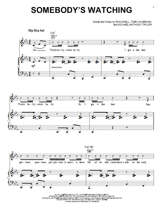 Rockwell Somebody's Watching sheet music notes and chords. Download Printable PDF.