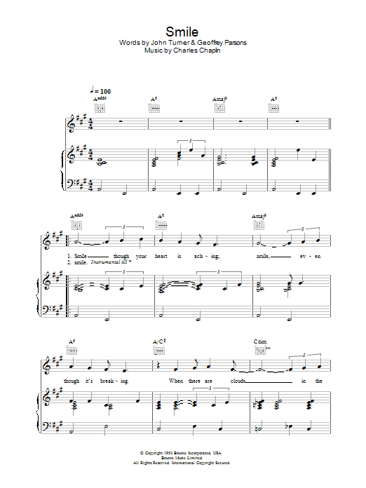 Rod Stewart Smile sheet music notes and chords. Download Printable PDF.