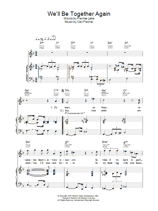 Rod Stewart We'll Be Together Again sheet music notes and chords arranged for Lead Sheet / Fake Book