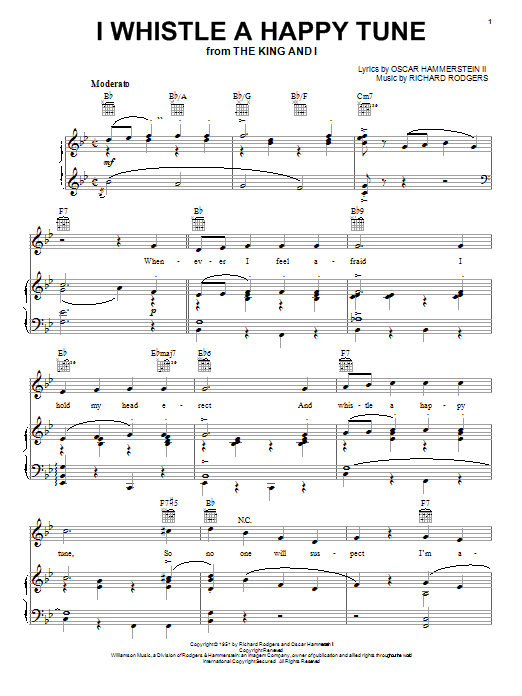 Rodgers & Hammerstein I Whistle A Happy Tune sheet music notes and chords. Download Printable PDF.