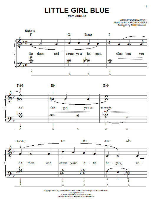 Rodgers & Hart Little Girl Blue sheet music notes and chords. Download Printable PDF.