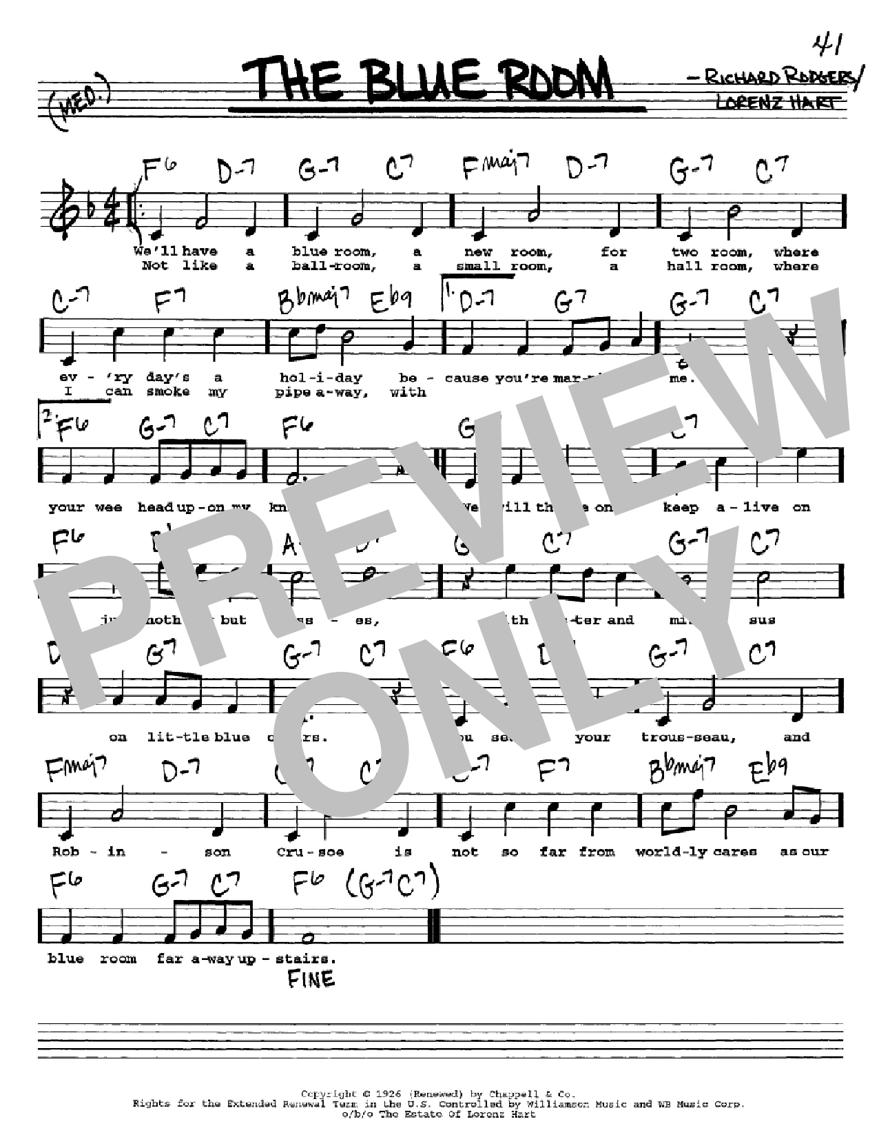 Rodgers & Hart The Blue Room sheet music notes and chords. Download Printable PDF.