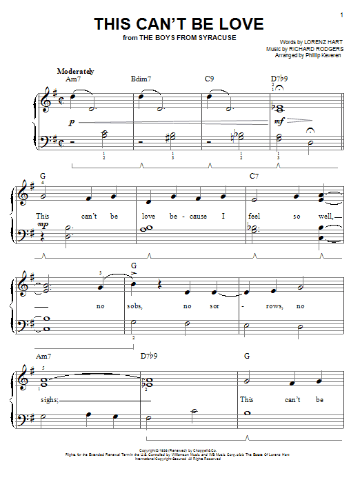 Rodgers & Hart This Can't Be Love sheet music notes and chords. Download Printable PDF.