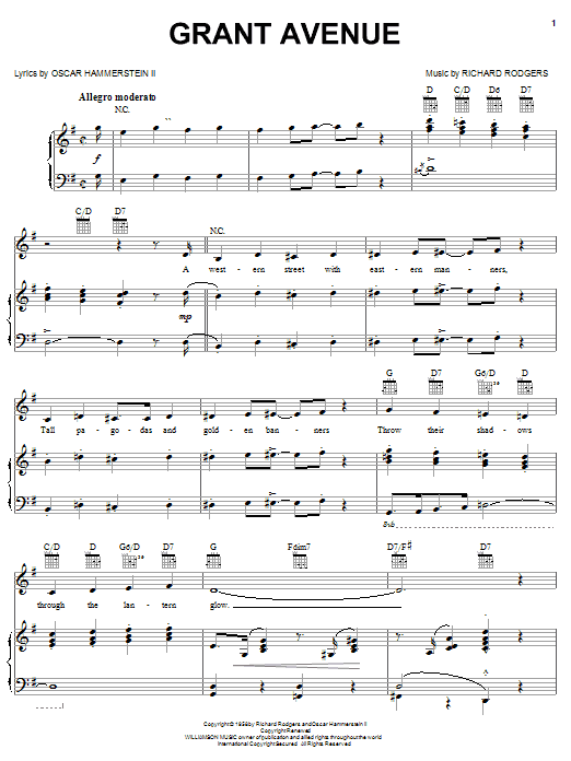 Rodgers & Hammerstein Grant Avenue sheet music notes and chords. Download Printable PDF.