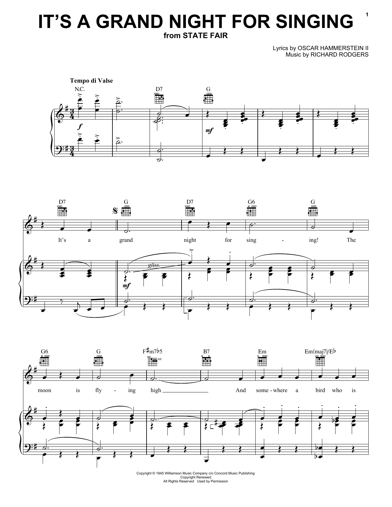 Rodgers & Hammerstein It's A Grand Night For Singing sheet music notes and chords. Download Printable PDF.