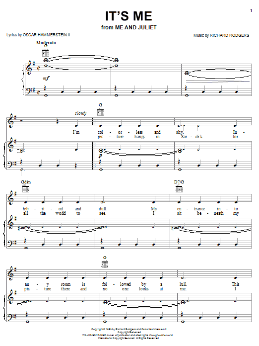 Learn to play Rodgers & Hammerstein It's Me sheet music for Piano, Vocal & Guitar (Right-Hand Melody) in minutes. Rodgers & Hammerstein It's Me sheet music notes and chords. Download Printable PDF.
