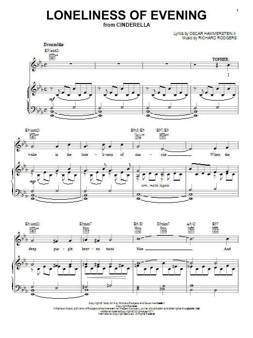 Learn to play Rodgers & Hammerstein Loneliness Of Evening sheet music for Piano, Vocal & Guitar (Right-Hand Melody) in minutes. Rodgers & Hammerstein Loneliness Of Evening sheet music notes and chords. Download Printable PDF.