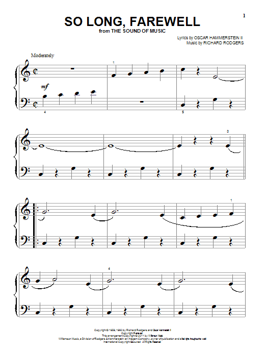 Rodgers & Hammerstein So Long, Farewell sheet music notes and chords. Download Printable PDF.