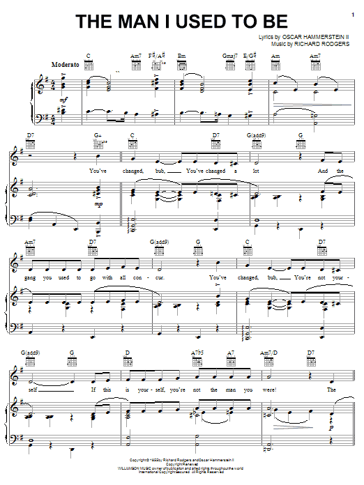 Learn to play Rodgers & Hammerstein The Man I Used To Be sheet music for Piano, Vocal & Guitar (Right-Hand Melody) in minutes. Rodgers & Hammerstein The Man I Used To Be sheet music notes and chords