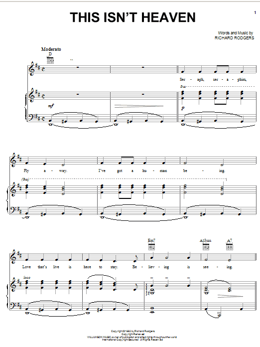 Learn to play Rodgers & Hammerstein This Isn't Heaven sheet music for Piano, Vocal & Guitar (Right-Hand Melody) in minutes. Rodgers & Hammerstein This Isn't Heaven sheet music notes and chords