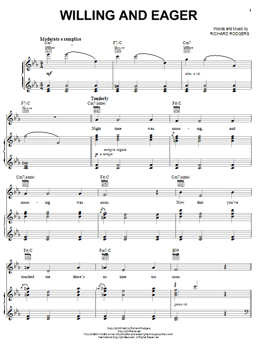 Rodgers & Hammerstein Willing And Eager sheet music notes and chords. Download Printable PDF.
