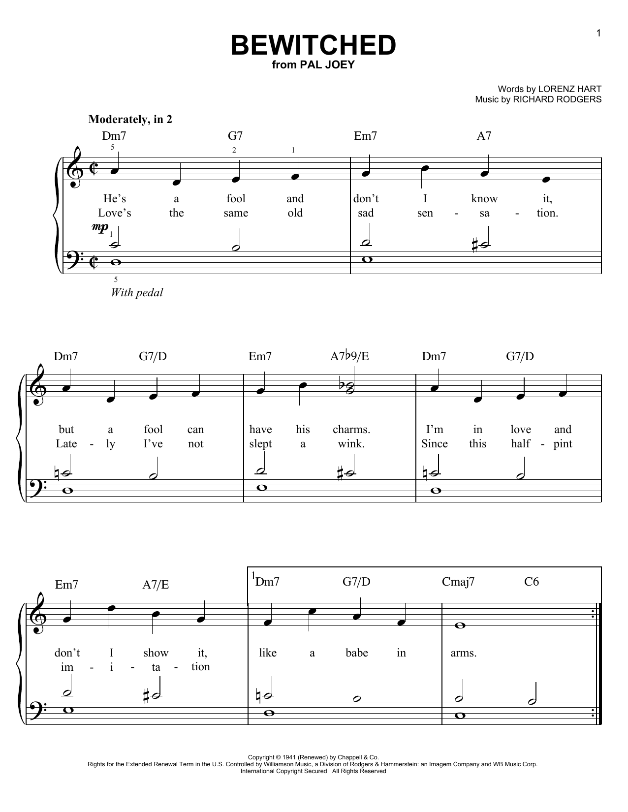 Rodgers & Hart Bewitched sheet music notes and chords. Download Printable PDF.