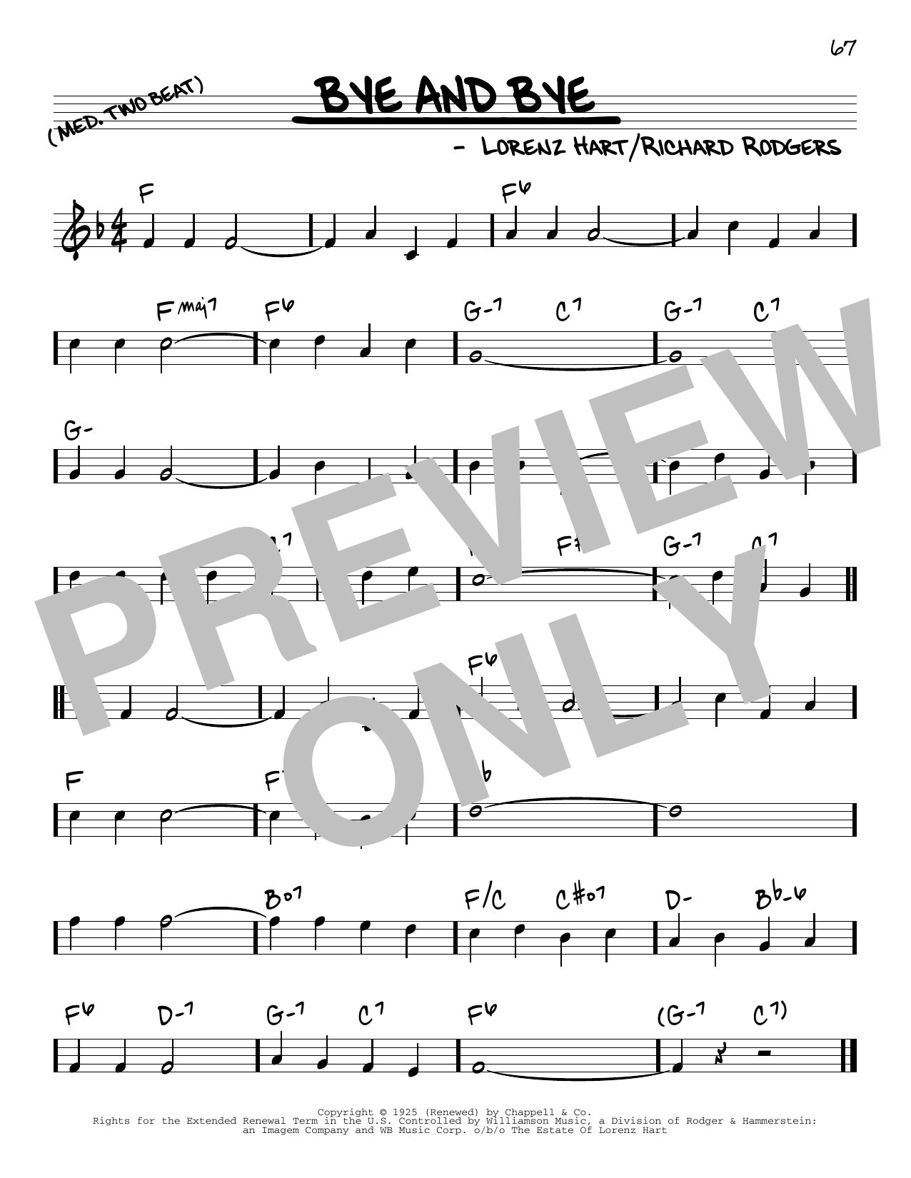 Rodgers & Hart Bye And Bye sheet music notes and chords. Download Printable PDF.