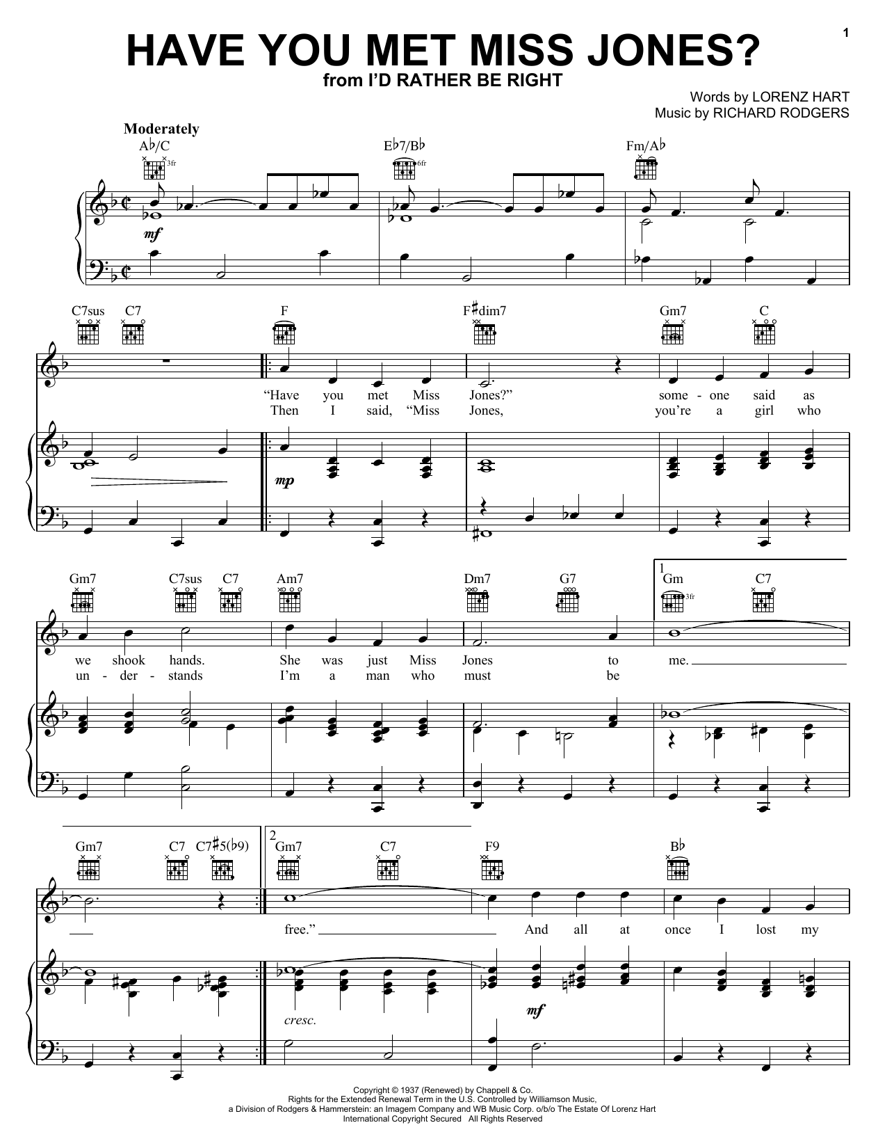 Rodgers & Hart Have You Met Miss Jones? sheet music notes and chords. Download Printable PDF.