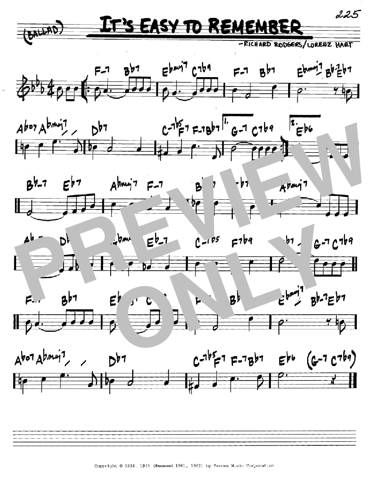 Learn to play Rodgers & Hart It's Easy To Remember sheet music for Real Book – Melody & Chords – Bass Clef Instruments in minutes. Rodgers & Hart It's Easy To Remember sheet music notes and chords