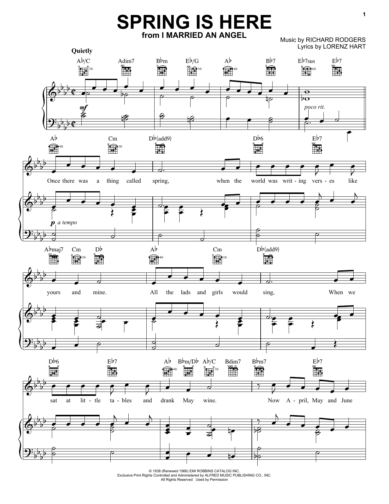 Rodgers & Hart Spring Is Here sheet music notes and chords. Download Printable PDF.