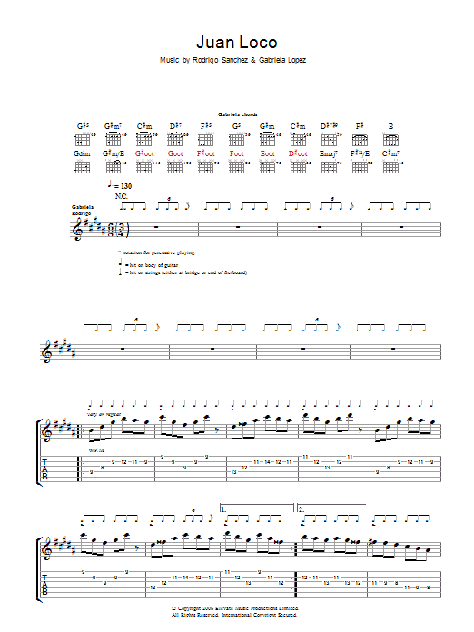 Rodrigo y Gabriela Juan Loco sheet music notes and chords. Download Printable PDF.