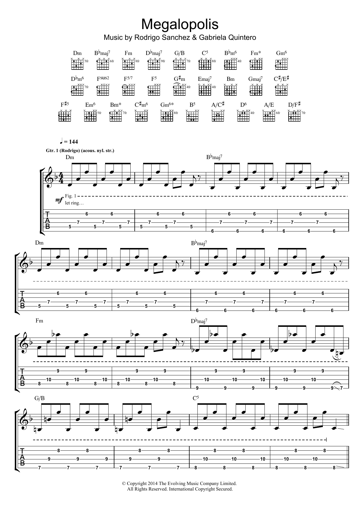 Rodrigo y Gabriela Megalopolis sheet music notes and chords. Download Printable PDF.