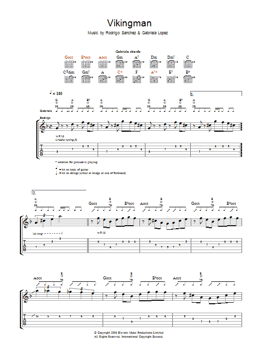 Rodrigo y Gabriela Vikingman sheet music notes and chords. Download Printable PDF.