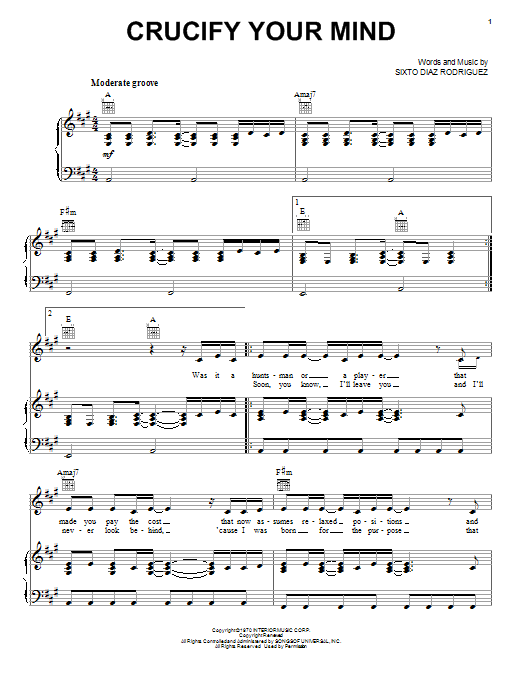 Rodriguez Crucify Your Mind sheet music notes and chords. Download Printable PDF.