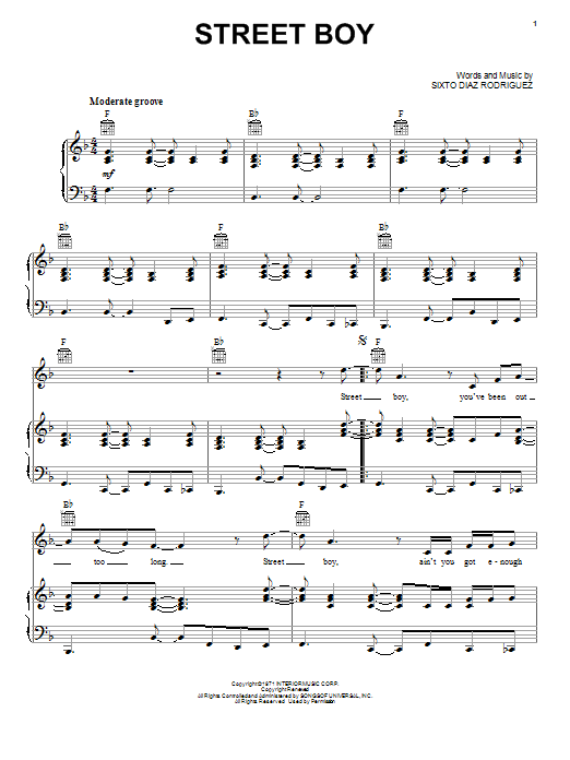 Rodriguez Street Boy sheet music notes and chords. Download Printable PDF.