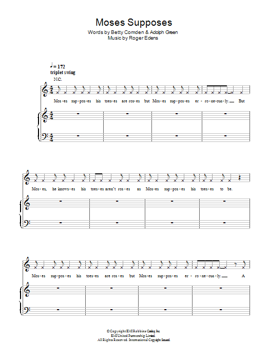 Roger Edens Moses sheet music notes and chords. Download Printable PDF.