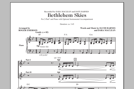 Dara Maclean Bethlehem Skies (arr. Roger Emerson) sheet music notes and chords. Download Printable PDF.