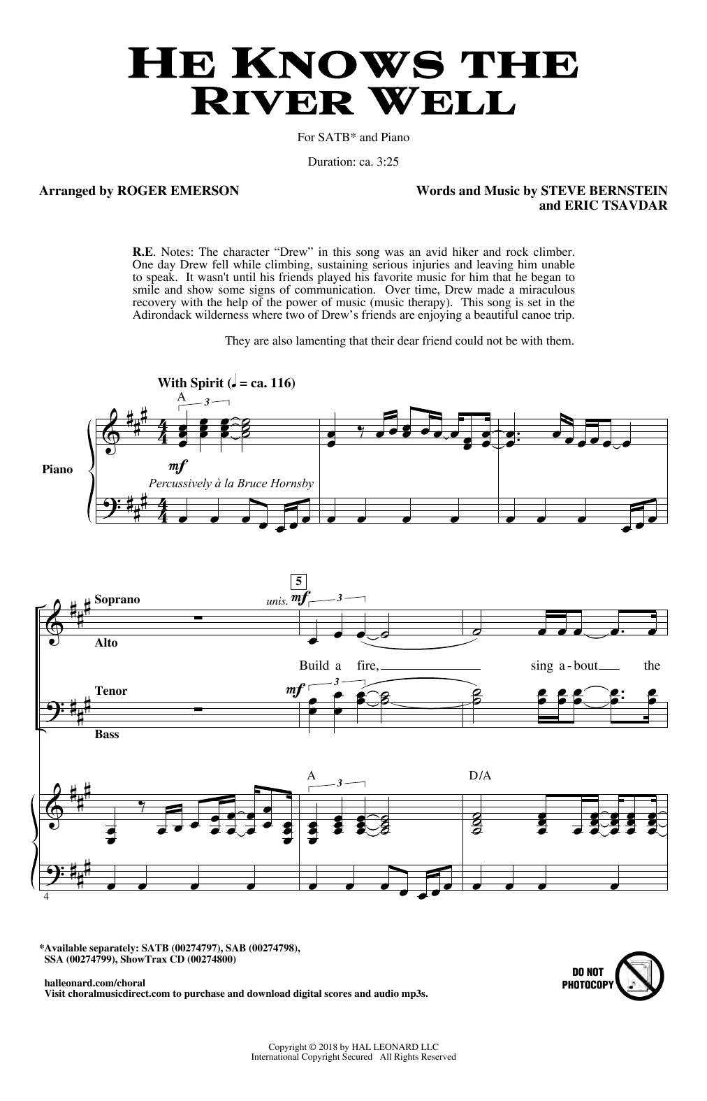 Learn to play Roger Emerson He Knows The River Well sheet music for SSA Choir in minutes. Price: 3.9900$ Roger Emerson He Knows The River Well sheet music notes and chords arranged for SSA Choir