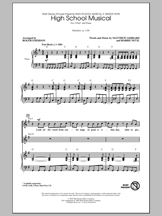 High School Musical 3 High School Musical (arr. Roger Emerson) sheet music notes and chords. Download Printable PDF.