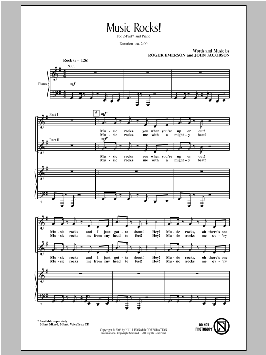 Roger Emerson Music Rocks! sheet music notes and chords. Download Printable PDF.