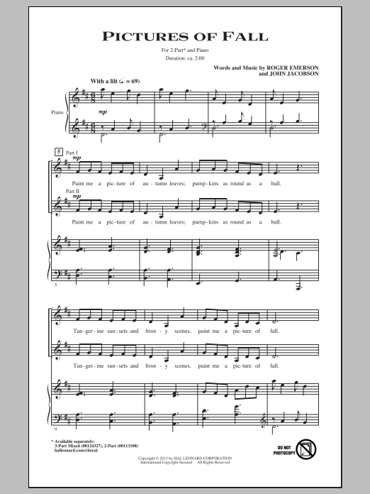 Roger Emerson Pictures Of Fall sheet music notes and chords. Download Printable PDF.