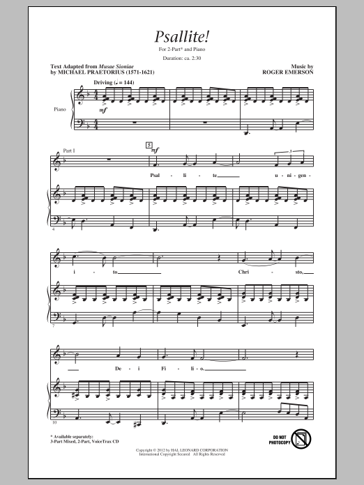 Roger Emerson Psallite! sheet music notes and chords. Download Printable PDF.