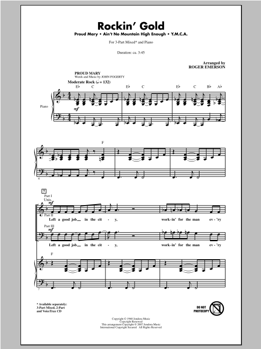 Learn to play Roger Emerson Rockin' Gold (Medley) sheet music for 3-Part Mixed Choir in minutes. Price: 3.9900$ Roger Emerson Rockin' Gold (Medley) sheet music notes and chords arranged for 3-Part Mixed Choir