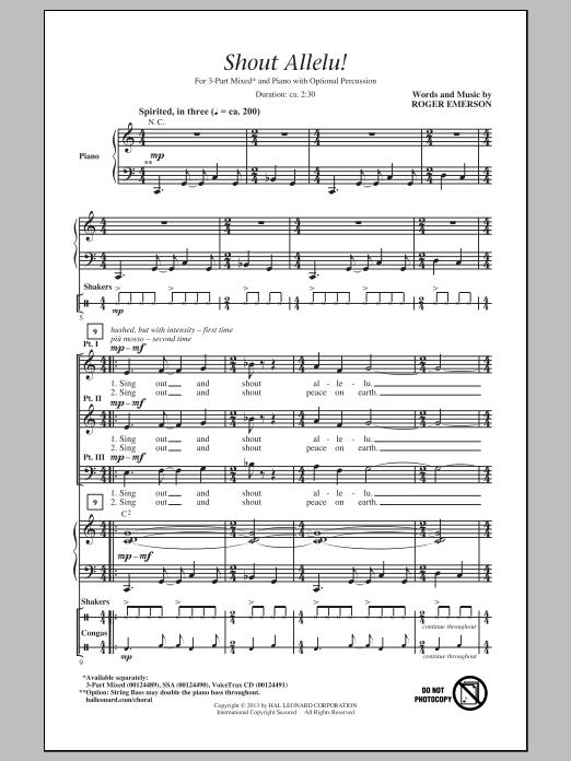 Roger Emerson Shout Allelu! sheet music notes and chords. Download Printable PDF.