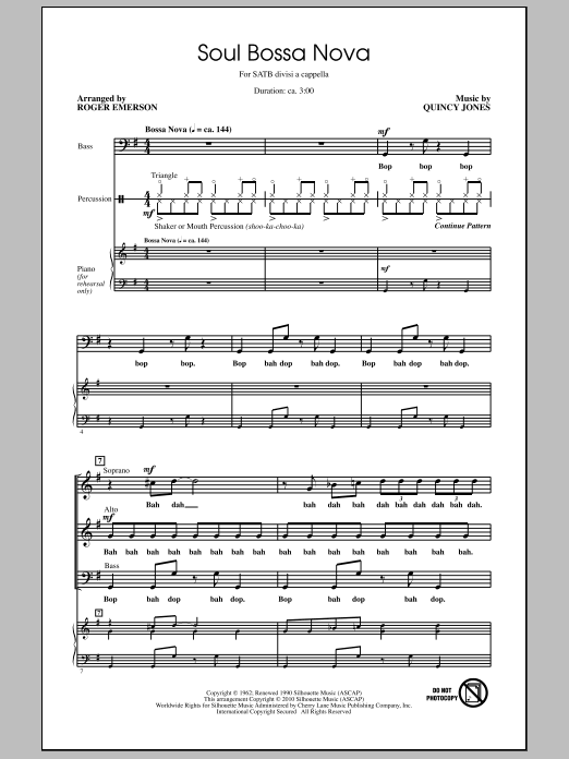 Roger Emerson Soul Bossa Nova sheet music notes and chords. Download Printable PDF.