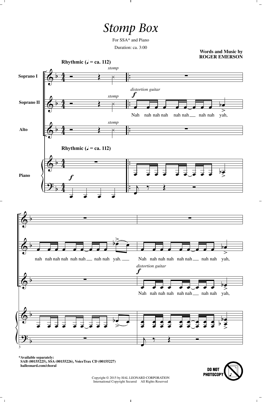 Roger Emerson Stomp Box sheet music notes and chords. Download Printable PDF.