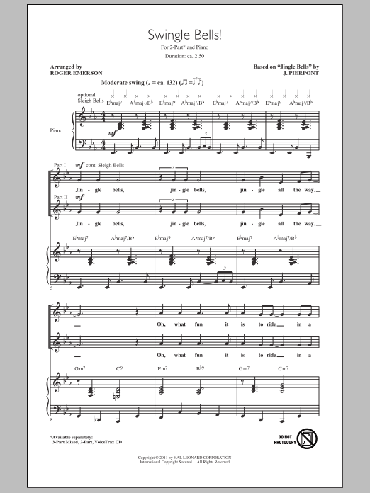 J. Pierpont Swingle Bells! (arr. Roger Emerson) sheet music notes and chords. Download Printable PDF.